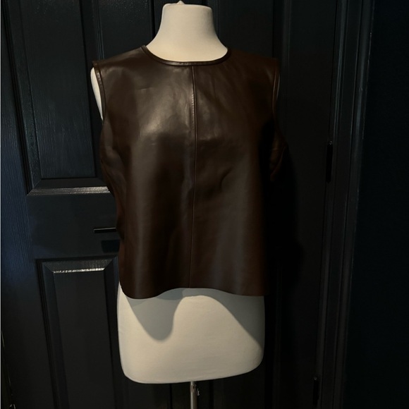 Lamarque Dark Brown Leather Top - Picture 1 of 4